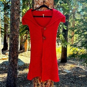 Free People red long sweater